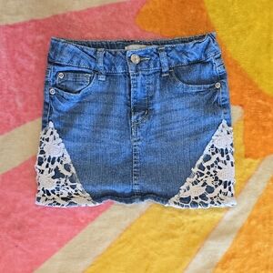Route 66 Blue Denim Shorts with White Lace